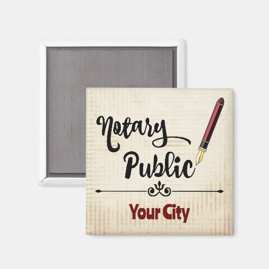 Notar Public Burgundy Tinte Pen Maßgeschneiderte S Magnet (Vorderseite/Rückseite)