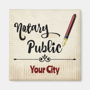 Notar Public Burgundy Tinte Pen Maßgeschneiderte S Magnet