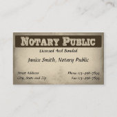 Notar Public Business Card Visitenkarte (Vorderseite)