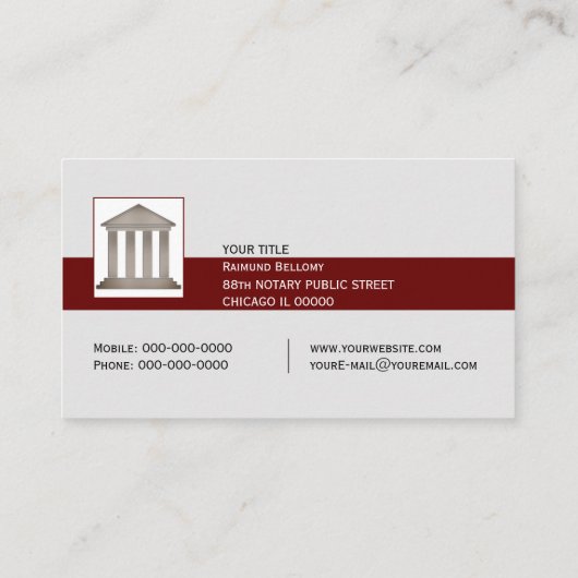 Notar Public Business Card Visitenkarte (Rückseite)