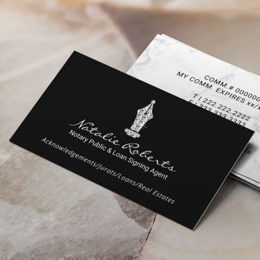 Notar Public Diamond Pen Loan Signing Agent Visitenkarte