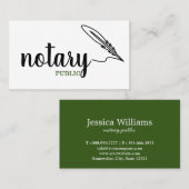 Notar Public Elegant Script Schlicht Black & White Visitenkarte (Vorne/Hinten)