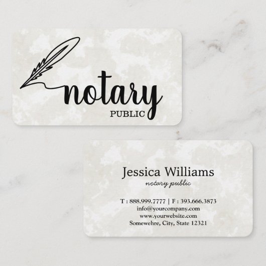 Notar Public Elegant Script Schlicht Visitenkarte (Vorne/Hinten)