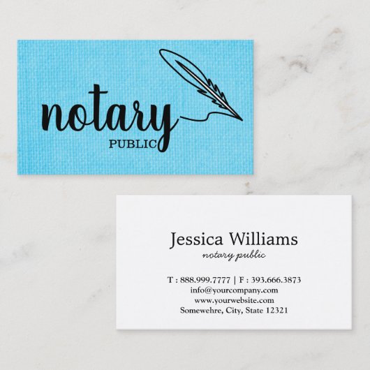 Notar Public Elegant Script Schlicht Visitenkarte (Vorne/Hinten)