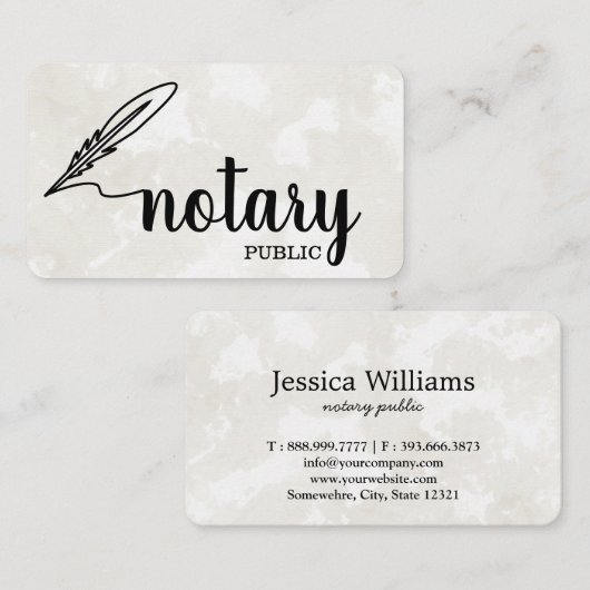 Notar Public Elegant Script Schlicht Visitenkarte (Vorne/Hinten)