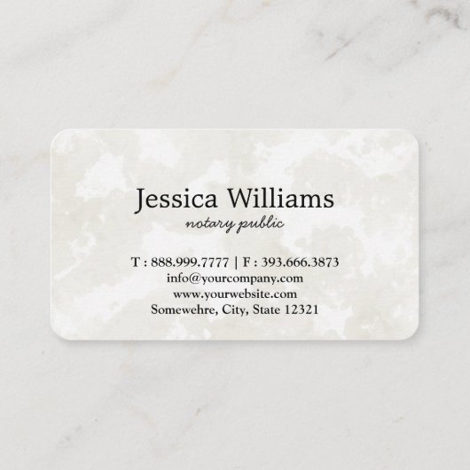 Notar Public Elegant Script Schlicht Visitenkarte (Rückseite)