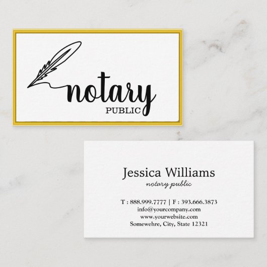 Notar Public Elegant Script Schlicht Visitenkarte (Vorne/Hinten)