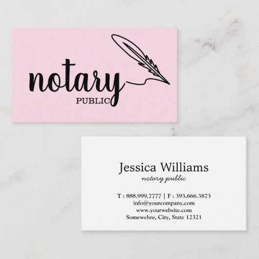 Notar Public Elegant Script Schlicht Visitenkarte (Vorne/Hinten)