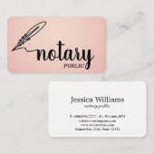 Notar Public Elegant Script Schlicht Visitenkarte (Vorne/Hinten)