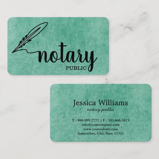 Notar Public Elegant Script Schlicht Visitenkarte (Vorne/Hinten)