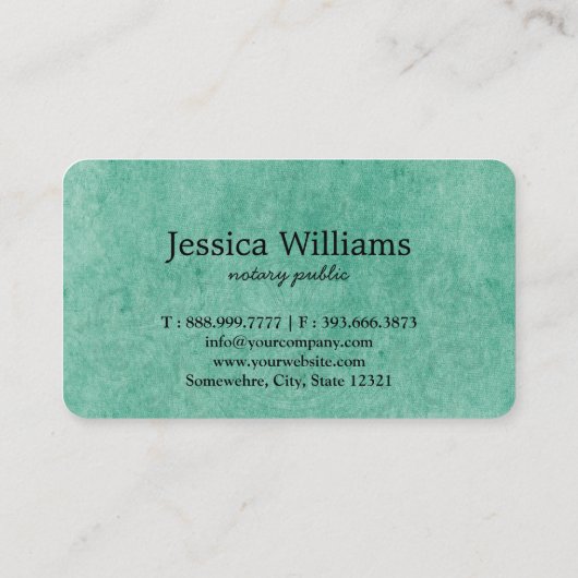 Notar Public Elegant Script Schlicht Visitenkarte (Rückseite)
