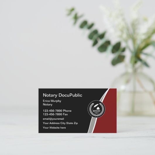 Notar Public Emblem Business Card Design Visitenkarte (Stehend Vorderseite)