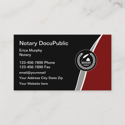 Notar Public Emblem Business Card Design Visitenkarte (Vorderseite)