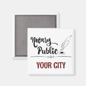 Notar Public Feather Quill Your City Customized Magnet (Vorderseite/Rückseite)