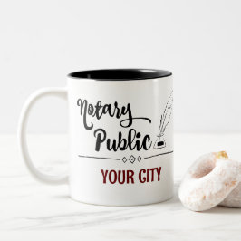 Notar Public Feather Quill Your City Customized Zweifarbige Tasse