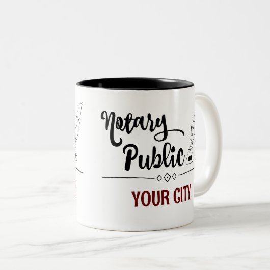 Notar Public Feather Quill Your City Customized Zweifarbige Tasse (VorderseiteRechts)