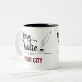 Notar Public Feather Quill Your City Customized Zweifarbige Tasse (Vorderseite Links)