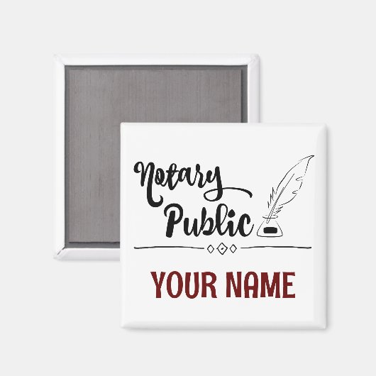 Notar Public Feather Quill Your Name Customized Magnet (Vorderseite/Rückseite)