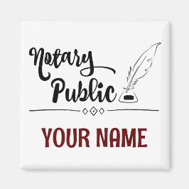Notar Public Feather Quill Your Name Customized Magnet