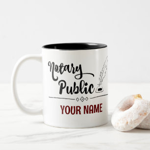 Notar Public Feather Quill Your Name Customized Zweifarbige Tasse