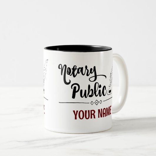 Notar Public Feather Quill Your Name Customized Zweifarbige Tasse (VorderseiteRechts)