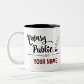 Notar Public Feather Quill Your Name Customized Zweifarbige Tasse (Links)