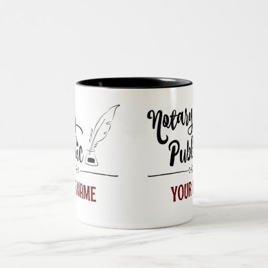 Notar Public Feather Quill Your Name Customized Zweifarbige Tasse (Mittel)