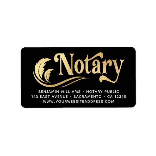 Notar Public Gold & Black Typografy Adressaufkleber (Vorne)