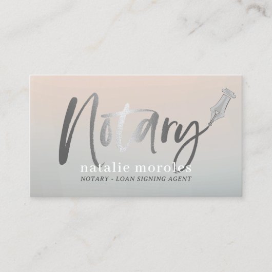 Notar Public Loan Agent Moderne Silbertypografie Visitenkarte (Vorderseite)