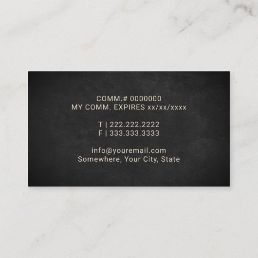 Notar Public Loan Signing Agent Black Floral Visitenkarte (Rückseite)