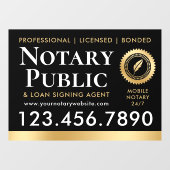 Notar Public Loan Signing Agent Black Gold Fensteraufkleber (Blatt)