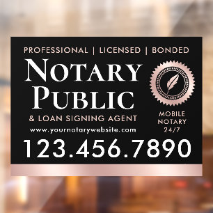 Notar Public Loan Signing Agent Black Rose Gold Fensteraufkleber