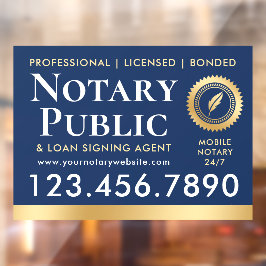 Notar Public Loan Signing Agent Navy Blue Gold Fensteraufkleber
