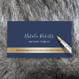 Notar Public Loan Signing Agent Navy & Gold Visitenkarte