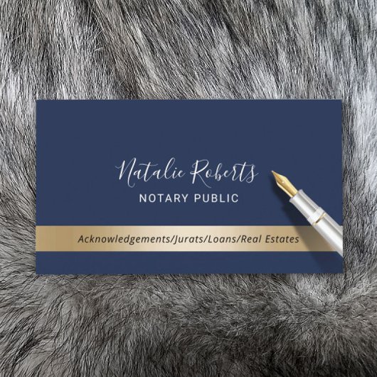 Notar Public Loan Signing Agent Navy & Gold Visitenkarte