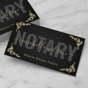 Notar Public Loan Signing Agent Schwarzer Art Deco Visitenkarte