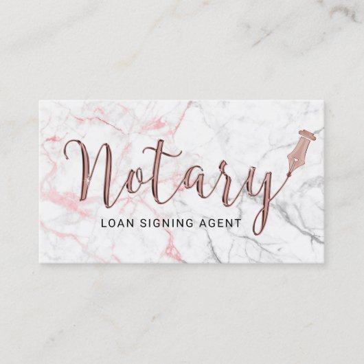 Notar Public Marble Rose Gold 3D Typografie Visitenkarte (Vorderseite)