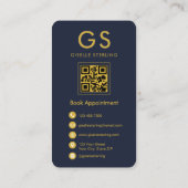 Notar Public Monogram Navy Blue Gold QR Code Visitenkarte (Rückseite)