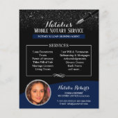 Notar Public Navy Blue Black Glitzer Custom Foto Flyer (Vorne)
