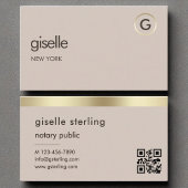 Notar Public QR Code Imitats Gold Foil Monogram Visitenkarte