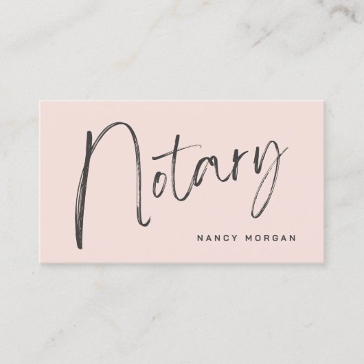 Notar Public Script Calligraphy Blush Pink Visitenkarte (Vorderseite)