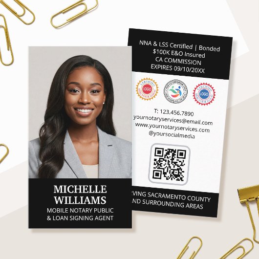 Notar Public Signature Agent Foto QR Code Schwarz Visitenkarte