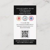 Notar Public Signature Agent Foto QR Code Schwarz Visitenkarte (Rückseite)