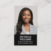 Notar Public Signature Agent Foto QR Code Schwarz Visitenkarte (Vorderseite)