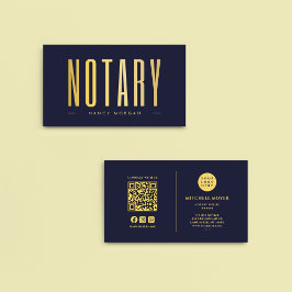 Notar Public Signature Agent Navy Gold Logo Visitenkarte