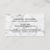 Notar Public Signing Agent Gold Quill Pen Marmor Visitenkarte (Rückseite)