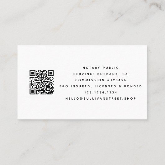 Notar Public Signing Agent Rose Gold Foil QR Code Visitenkarte (Rückseite)