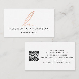 Notar Public Signing Agent Rose Gold Foil QR Code Visitenkarte