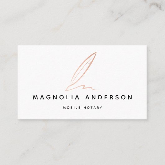 Notar Public Signing Agent Rose Gold Foil QR Code Visitenkarte (Vorderseite)