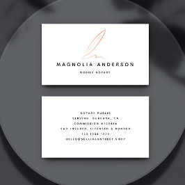 Notar Public Signing Agent Rose Gold Foil Quill Visitenkarte